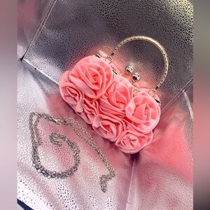 Pink satin rose purse